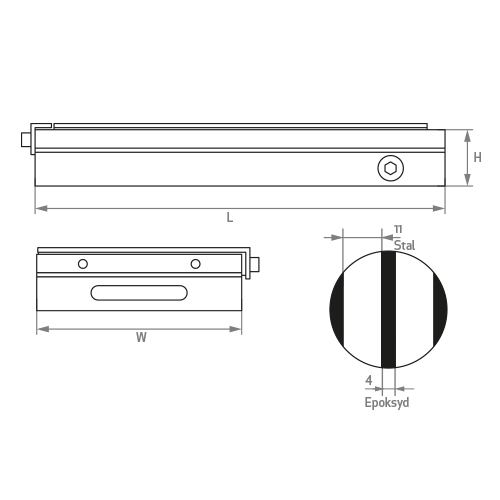 Rysunek uchwytu magnetycznego Neomill Compact